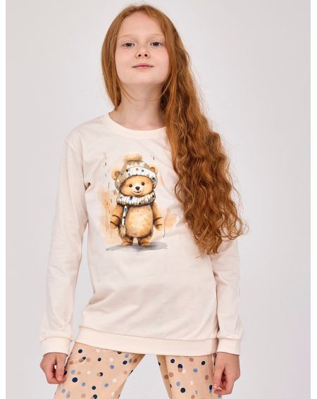 Piżama Cornette Young Girl 592/180 Sweet Bear dł/r 134-164