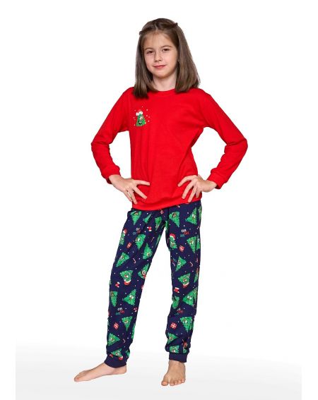 Piżama Cornette Young Girl 592/182 Christmas Tree dł/r 134-164