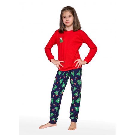 Piżama Cornette Young Girl 592/182 Christmas Tree dł/r 134-164