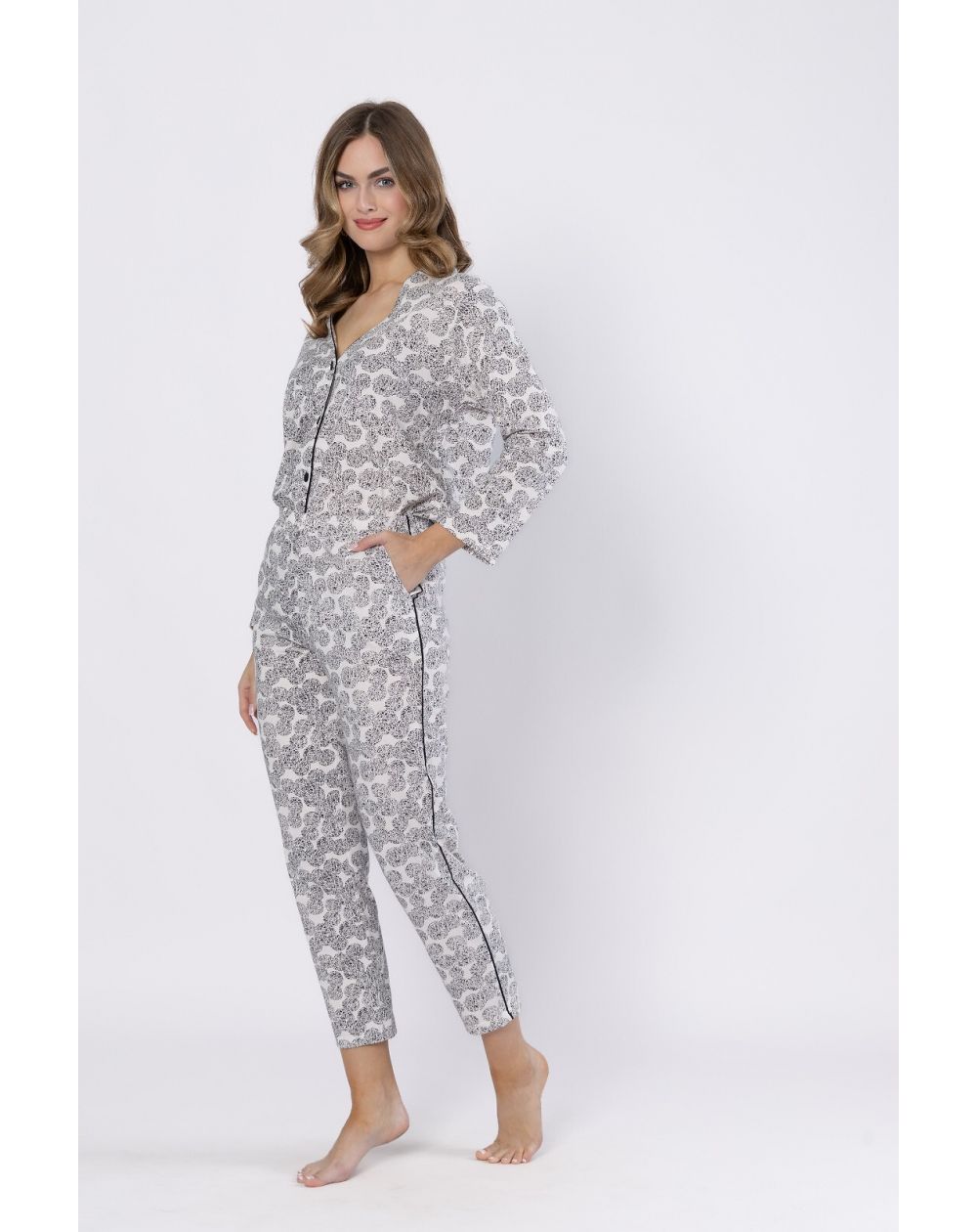 Piżama Leveza 1609 Bronia dł/r M-2XL rozpinana Piżama Leveza 1609 Bronia dł/r M-2XL rozpinana