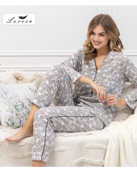 Piżama Leveza 1609 Bronia dł/r M-2XL rozpinana