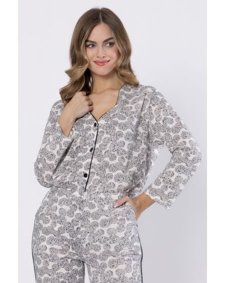 Piżama Leveza 1609 Bronia dł/r M-2XL rozpinana