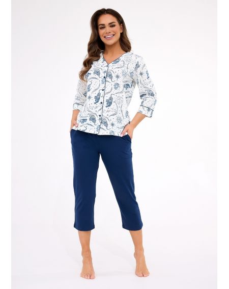 Piżama Cornette 62/446 Kristin 2 3/4 S-2XL damska rozpinana