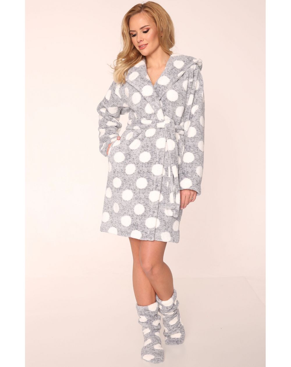 De Lafense 323 Dots S-2XL bathrobe for women