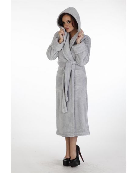 De Lafense 807 long hooded bathrobe for women