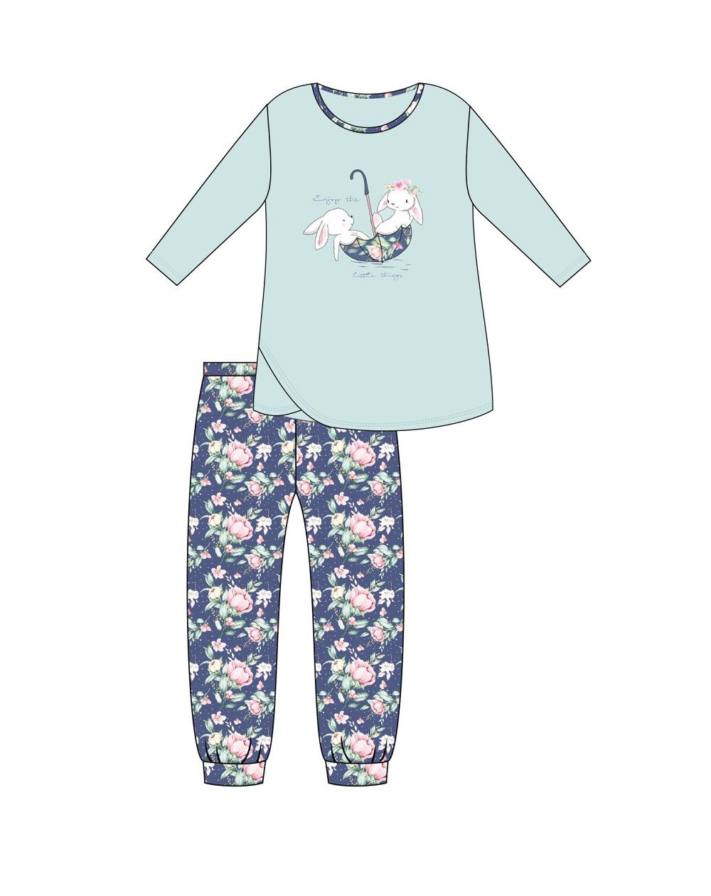 Piżama Cornette Young Girl 031/140 Umbrella dł/r 134-164