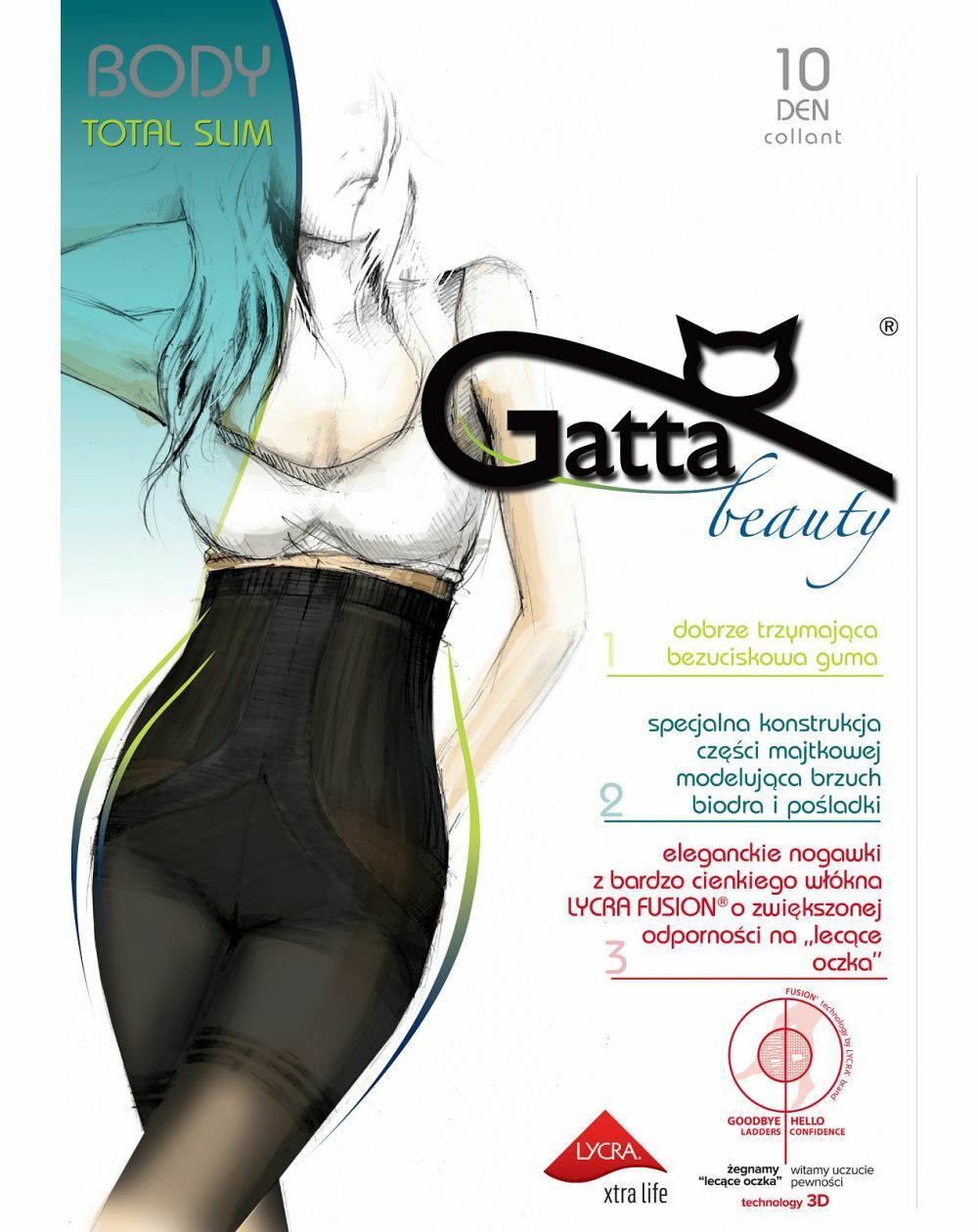 Gatta Body Tights Total Slim Fusion 10 den 2-5