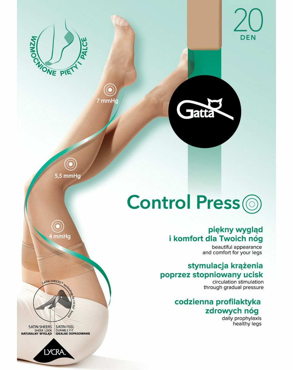 Gatta Control Press stockings 20 den 1-4