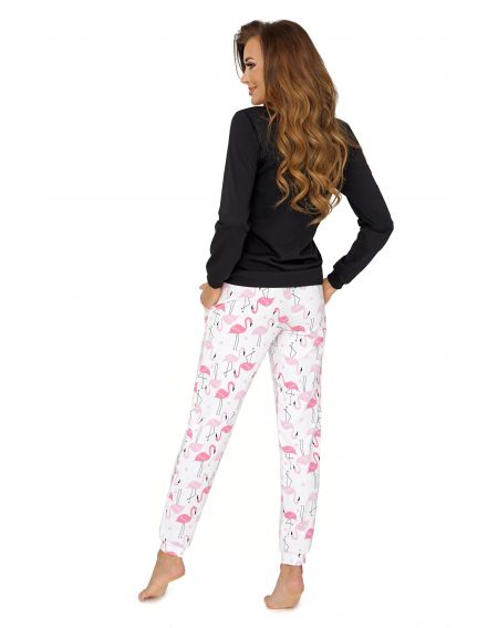 Donna Flamingo czarna - piżama bawełniana